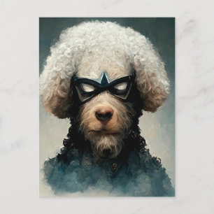 Poodle Dressed As Superhero Dog Postcard