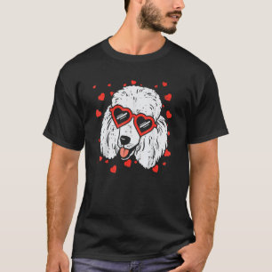 Poodle Face Heart Glasses Cute Valentines Day Dog T-Shirt