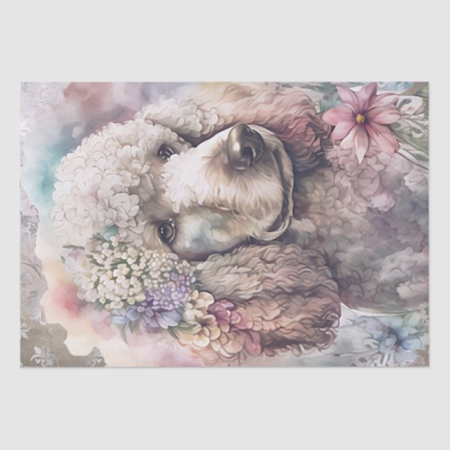 Poodle Floral Dog Tissue Paper (Front)
