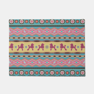 Poodle -Fun Colourful Pattern in pastels Doormat