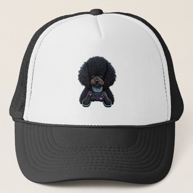 Poodle Gamer With Joystick Trucker Hat (Front)
