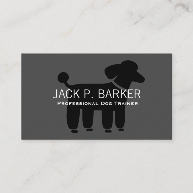 Poodle Graphic - Black on Grey Business Card (Front)