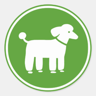 Poodle Graphic (Green) Classic Round Sticker