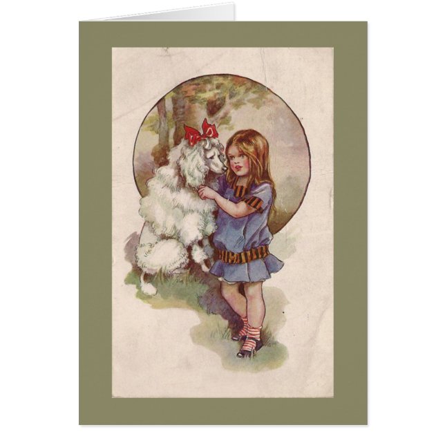 Poodle  Greetng Card Vintage (Front)