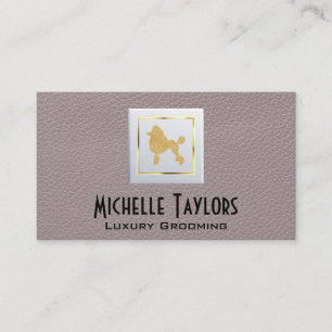 Poodle Grooming Leather Business Card