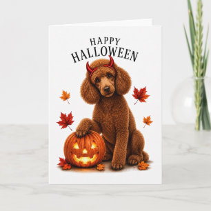 Poodle Halloween Devil Dog Card