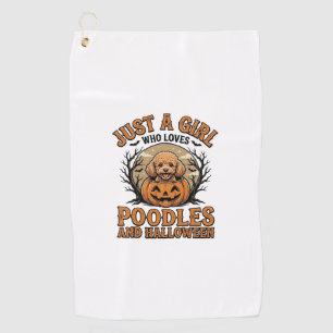 Poodle Halloween Girl Vintage Pumpkin Dog Shirt De Golf Towel