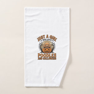 Poodle Halloween Girl Vintage Pumpkin Dog Shirt De Hand Towel
