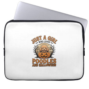 Poodle Halloween Girl Vintage Pumpkin Dog Shirt De Laptop Sleeve