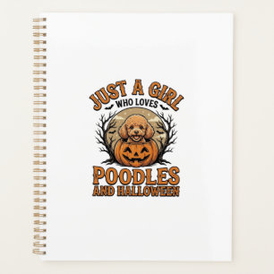 Poodle Halloween Girl Vintage Pumpkin Dog Shirt De Planner