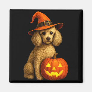 Poodle Halloween Pumpkin Witch Hat Dog Art Family Magnet