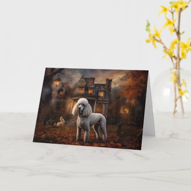 Poodle Halloween Scary Card (Yellow Flower)