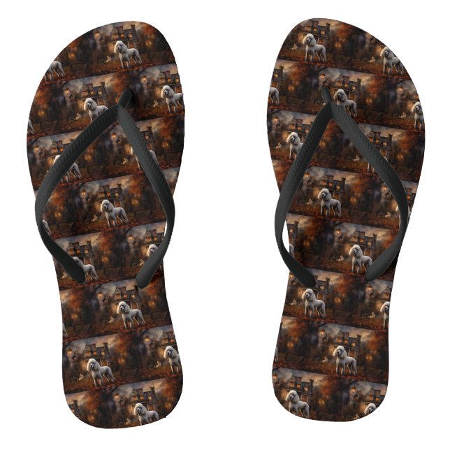 Poodle Halloween Scary Jandals (Footbed)
