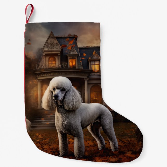 Poodle Halloween Scary Small Christmas Stocking (Front)