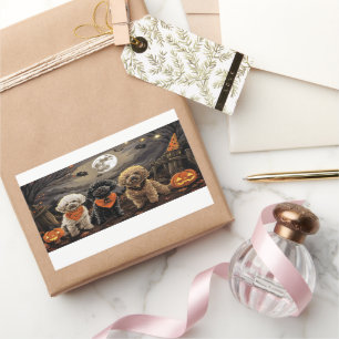 Poodle Halloween Spooky Rectangular Sticker