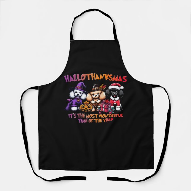 Poodle Halloween Thanksgiving Christmas Classic T- Apron (Front)