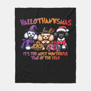 Poodle Halloween Thanksgiving Christmas Classic T- Fleece Blanket