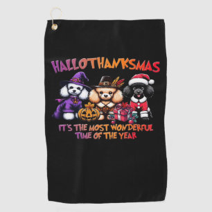 Poodle Halloween Thanksgiving Christmas Classic T- Golf Towel