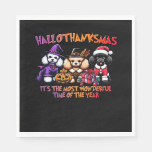 Poodle Halloween Thanksgiving Christmas Classic T- Napkin