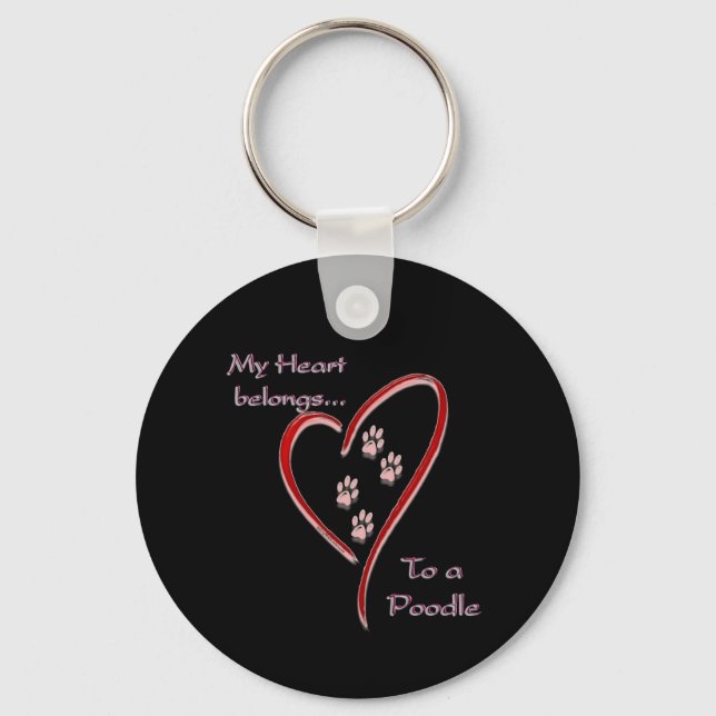 Poodle Heart Belongs Key Ring (Front)