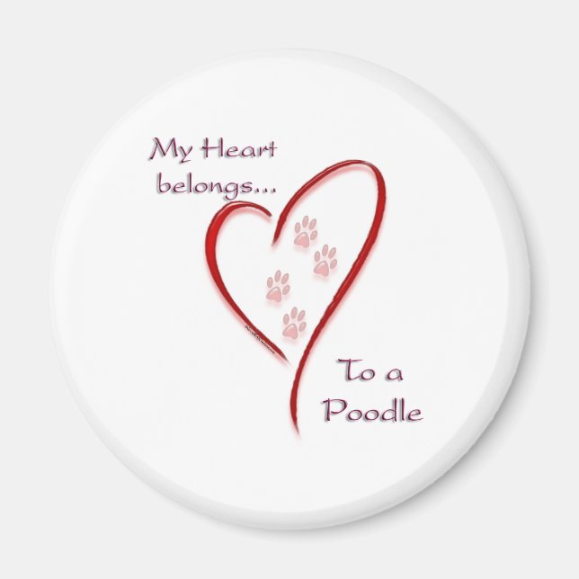 Poodle Heart Belongs Magnet (Front)