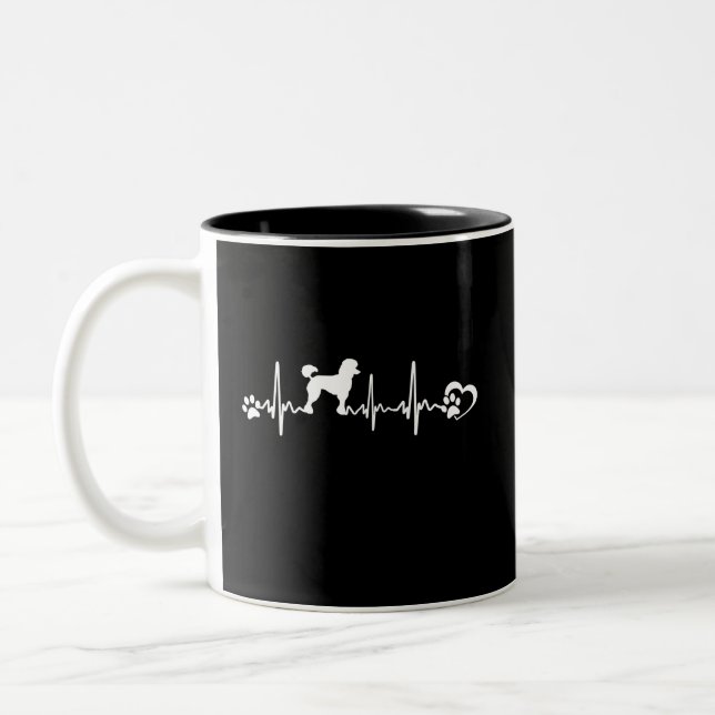 Poodle Heartbeat Two-Tone Coffee Mug (Left)