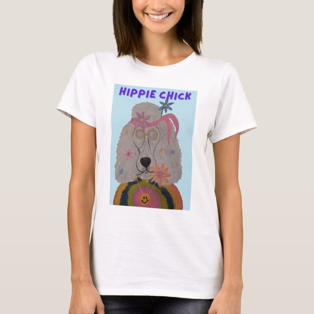 Poodle Hippie Chick T-Shirt (Front)