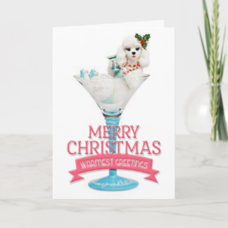 Poodle in a Wine Glass Christmas Card