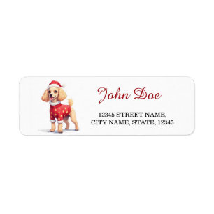 Poodle in Christmas Sweater Return Address Labels
