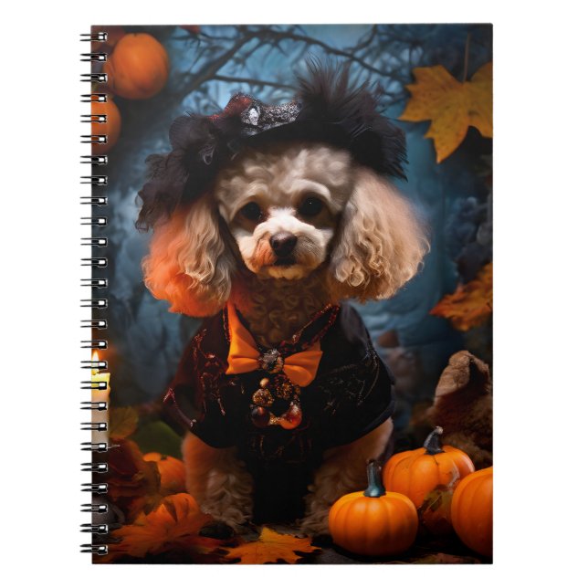 Poodle in Halloween Party  Notebook (Front)