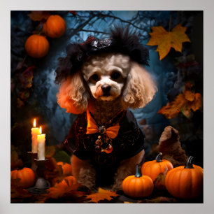 Poodle in Halloween Party Poster