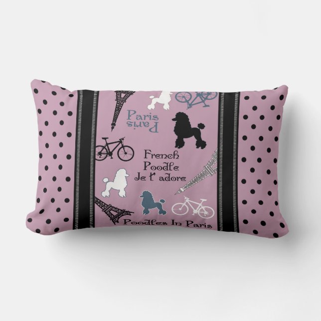 Poodle in Paris Lumbar Cushion (Front)