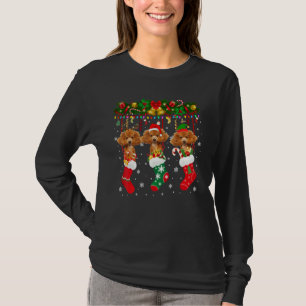 Poodle In Sock Xmas Reindeer Santa Elf Dog T-Shirt