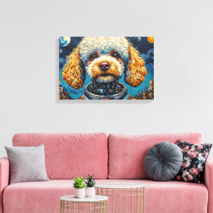 POODLE IN SPACE-9 CANVAS PRINT