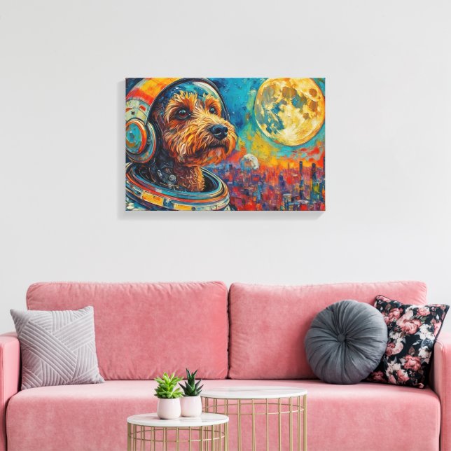POODLE IN SPACE CANVAS PRINT (Insitu(LivingRoom))