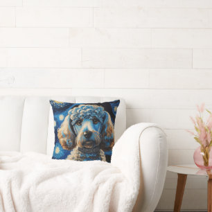 Poodle in Starry Night Cushion