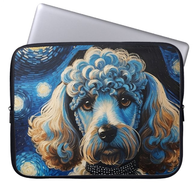 Poodle in Starry Night Laptop Sleeve (Front)
