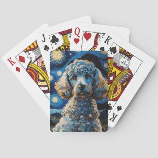 Poodle in Starry Night Playing Cards