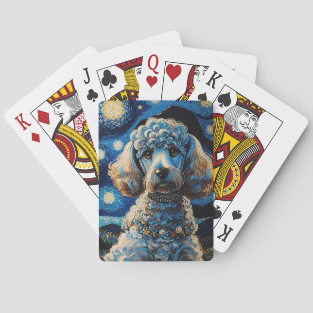 Poodle in Starry Night Playing Cards (Back)