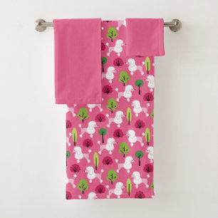 Poodle in the park bath towel set