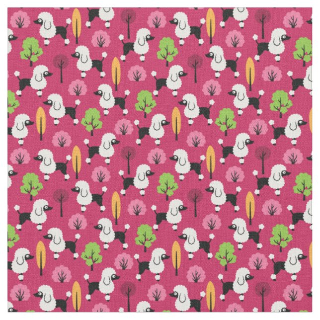 Poodle in the park fabric (Close Up)