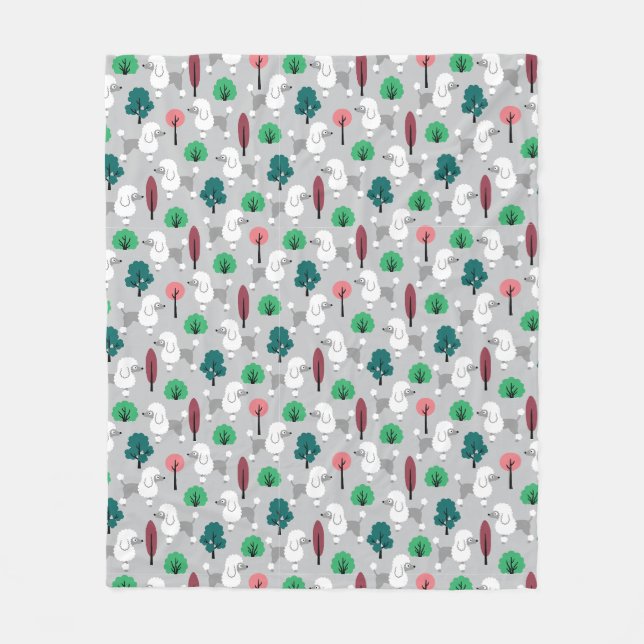 Poodle in the park fleece blanket (Front)