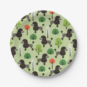 Poodle in the park paper plate
