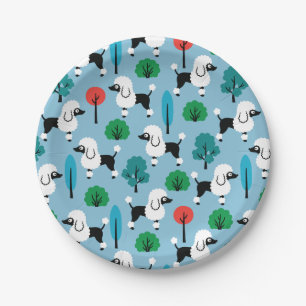 Poodle in the park paper plate