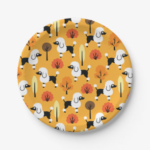 Poodle in the park paper plate