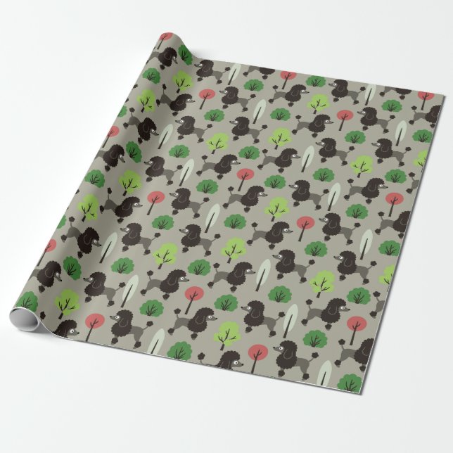 Poodle in the park Wrapping Paper (Unrolled)