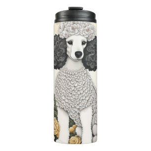 Poodle in Whimsical Flowers  Thermal Tumbler