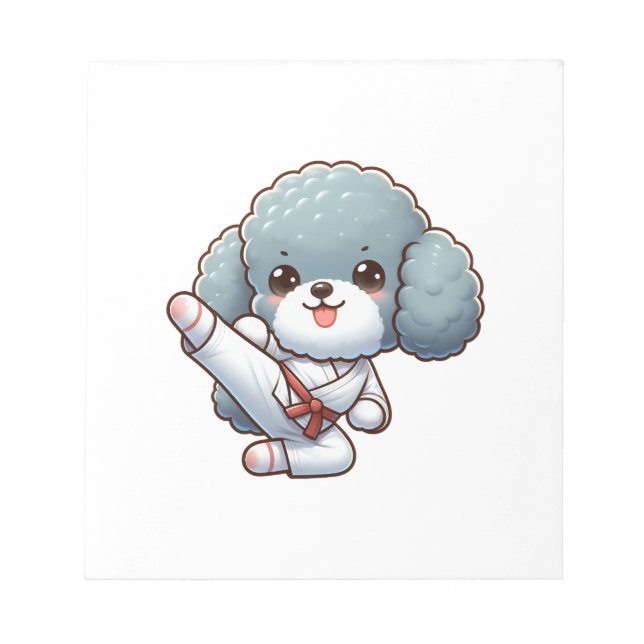 Poodle karate high kick martial arts notepad (Front)