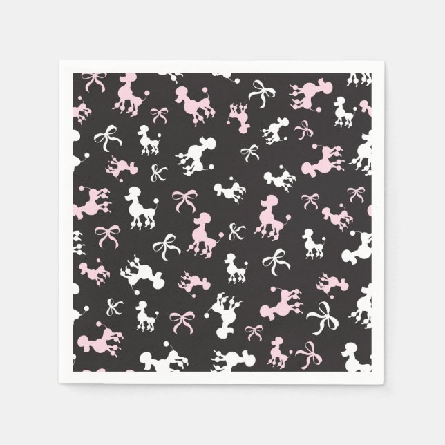 Poodle Love Pink and Black Napkin (Front)