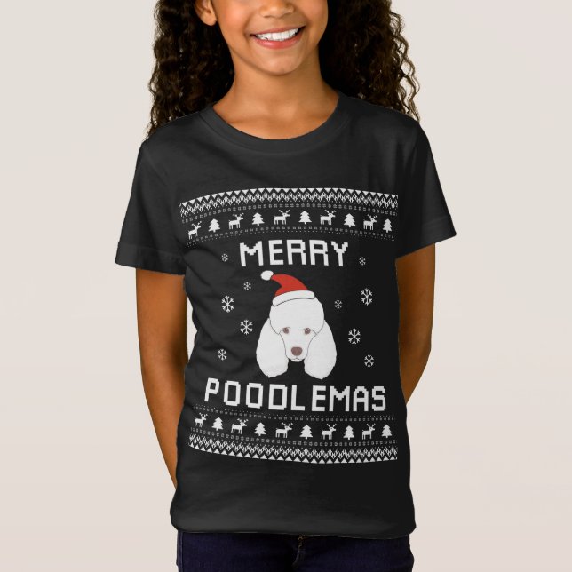 Poodle Lover Christmas Ugly Xmas Poodle Dog Sweate T-Shirt (Front)